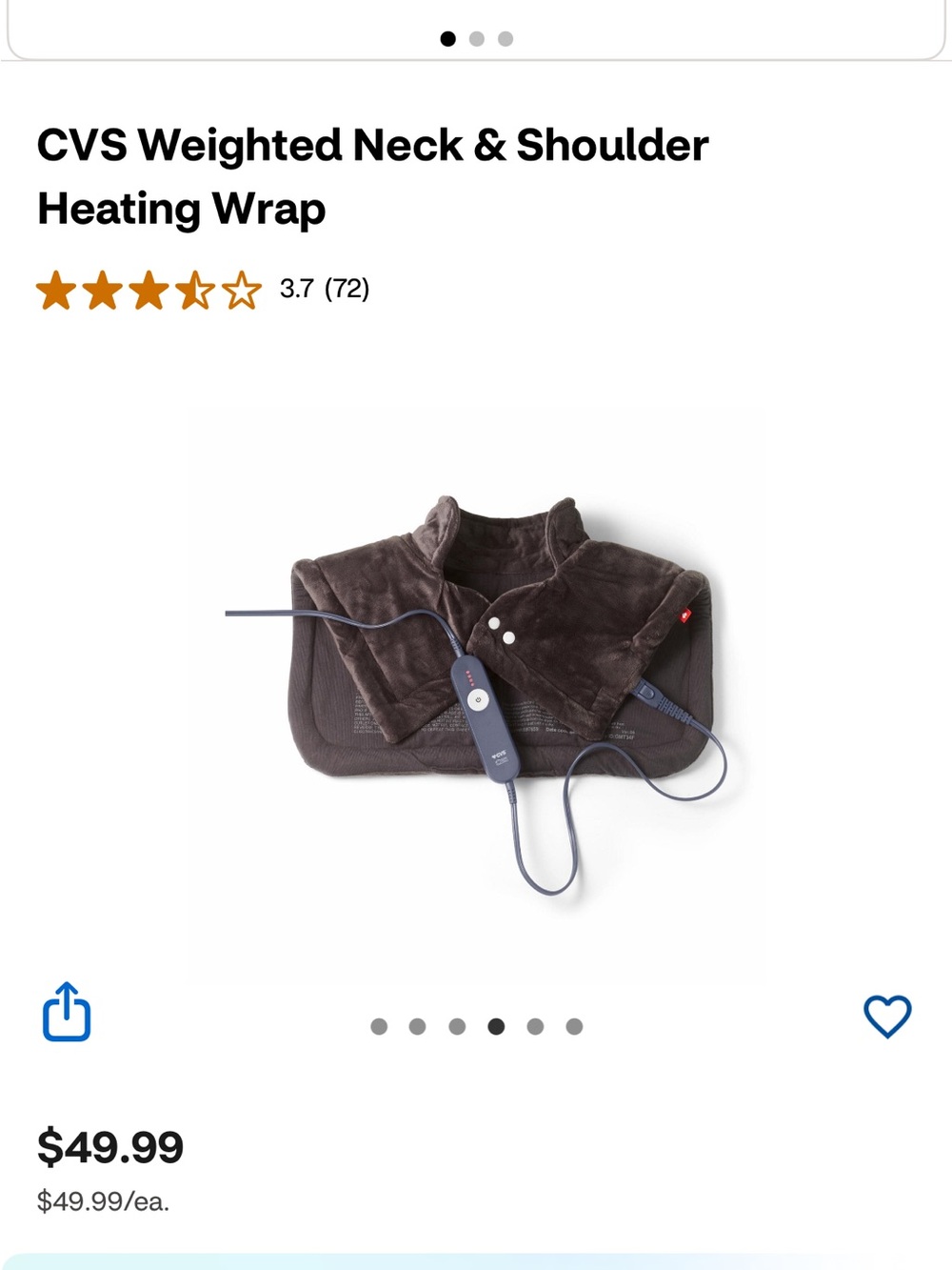 CVS Heated Weighted Neck & Shoulder Wrap - Dark Brown
